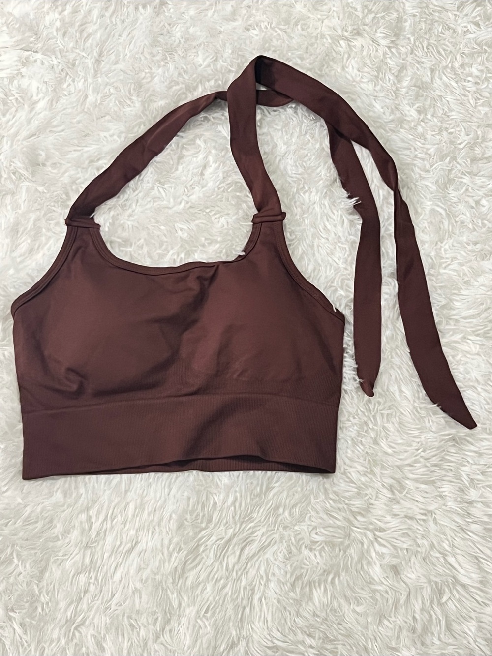 Brown Halter Sports Bra Top